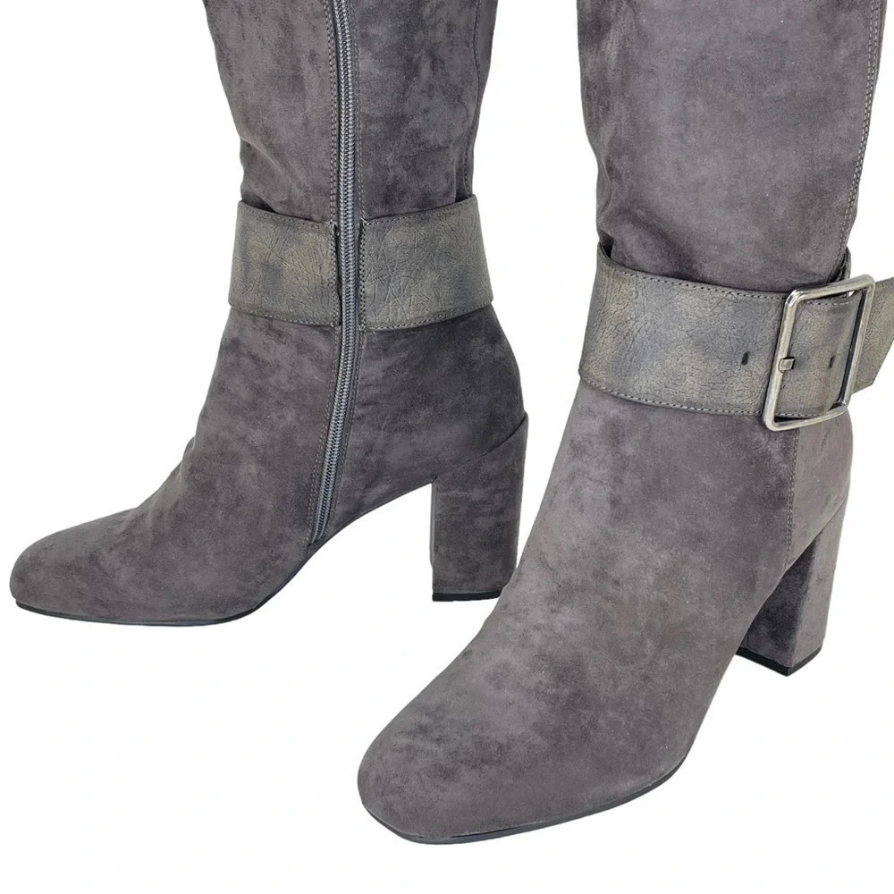 White Mountain Katrina Grey Microsuede Fabric Knee High Womens Boots Size 10M - Picture 7 of 10